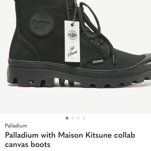Palladium x Maison Kitsune Black Canvas Boots
